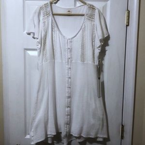 White button up mini dress